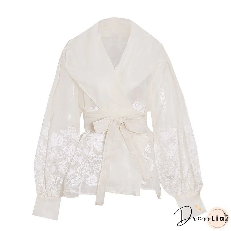 Women's Vintage Court Style Sexy Collar High-grade Slimming Blouses