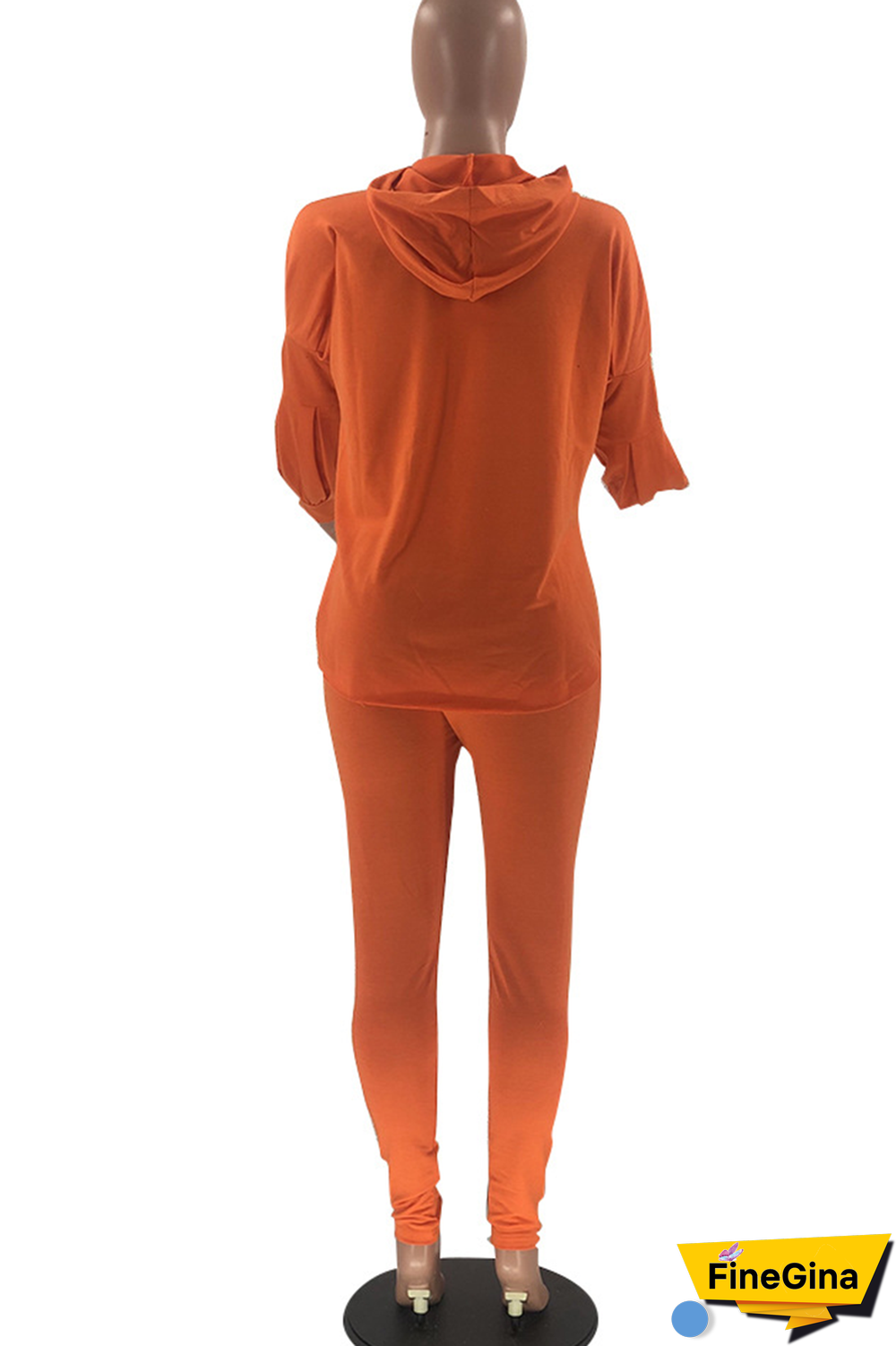 Pink Street Solid Patchwork Hooded Collar Long Sleeve Two Pieces