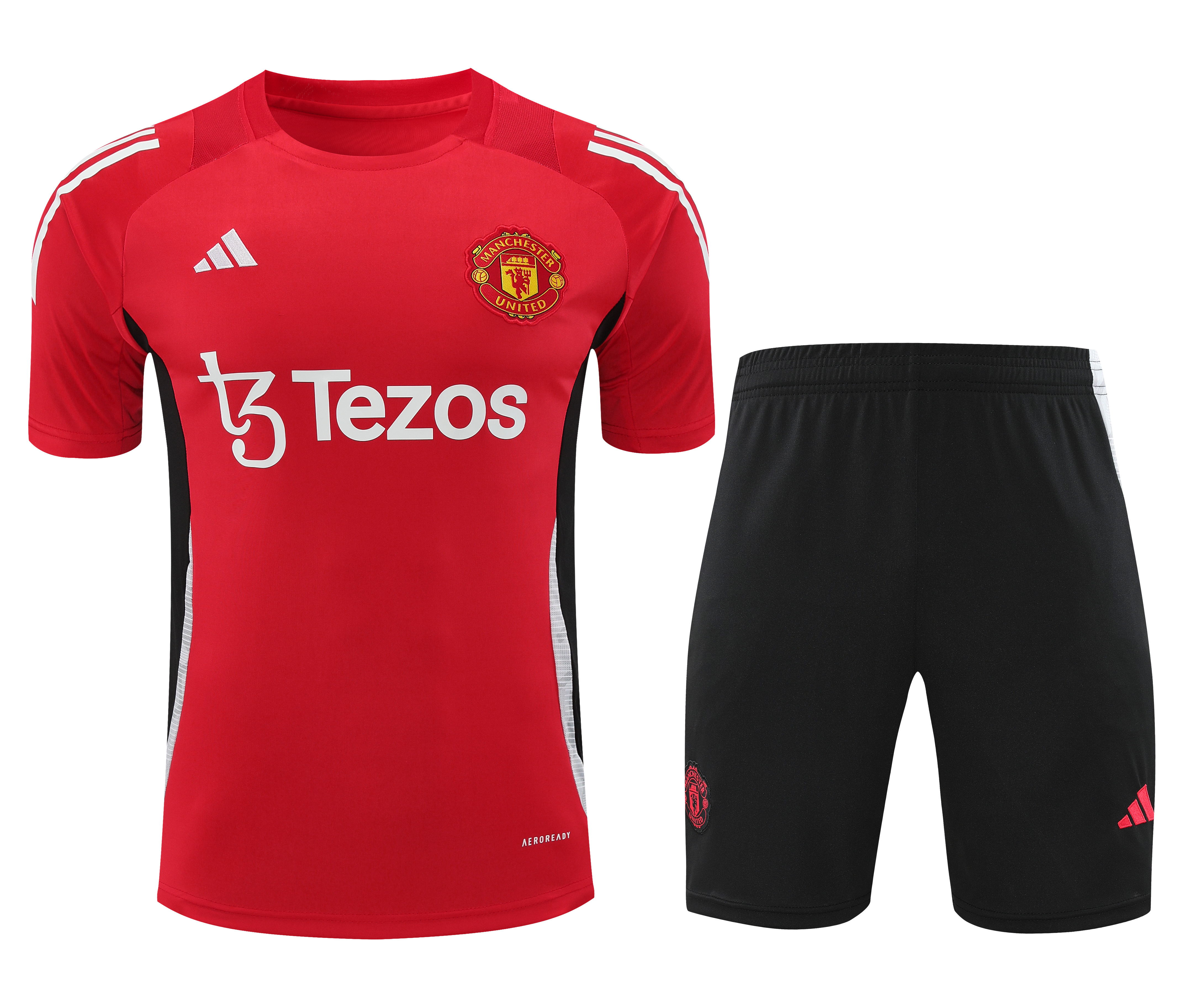 Manchester United 24-25 Short-Sleeve Training Set - Red Top and Black Shorts