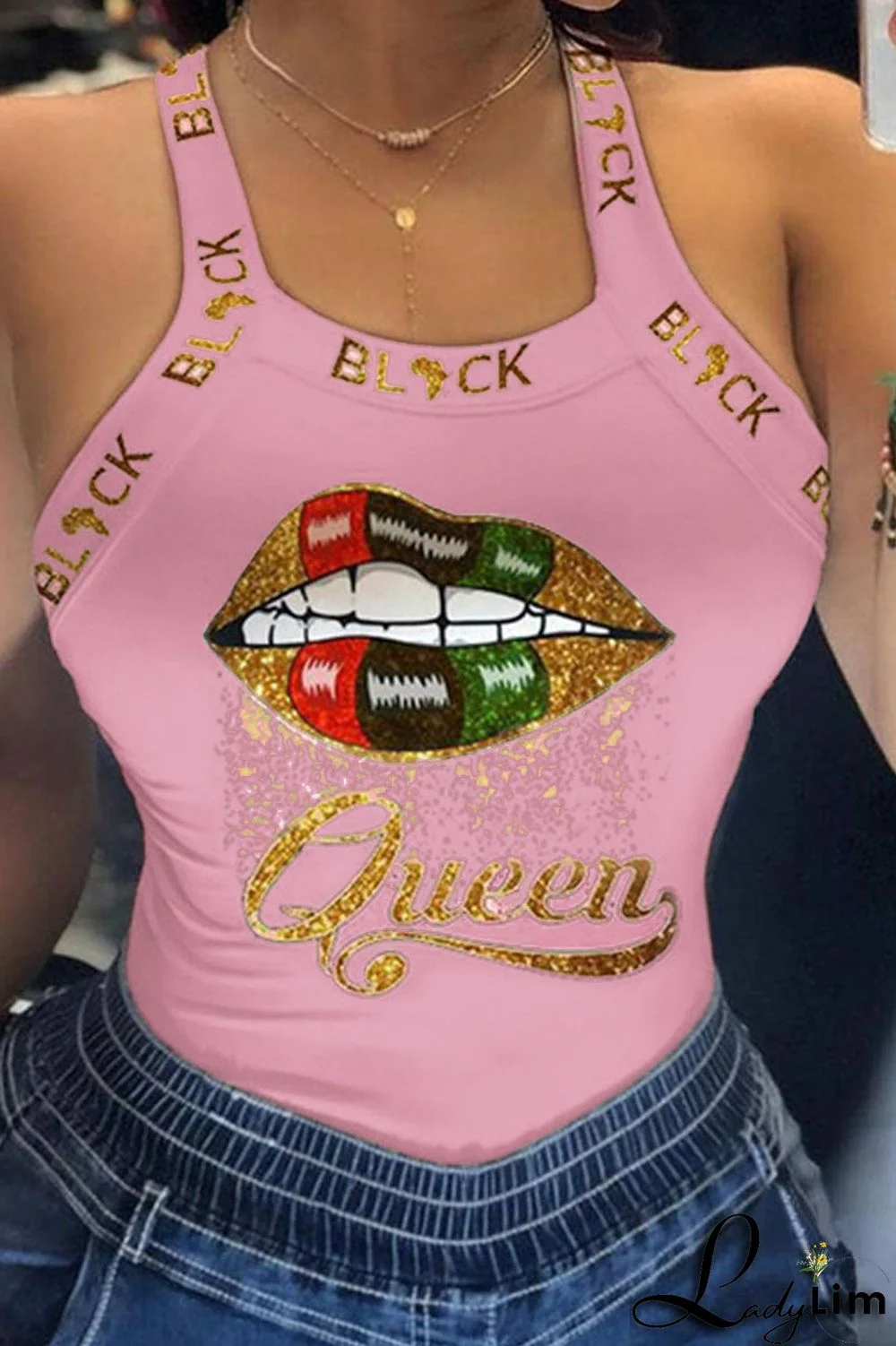 Deep Red Casual Street Print Patchwork U Neck Tops