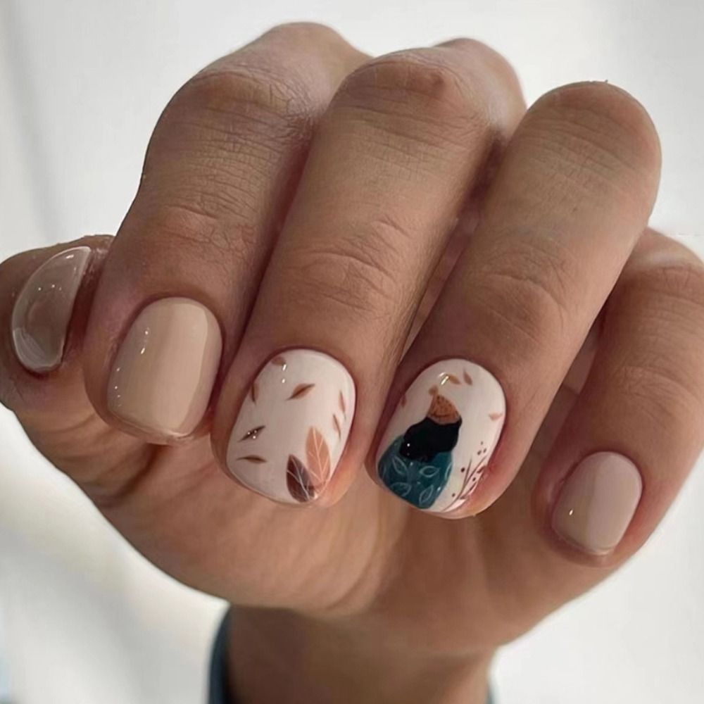 Ballifyex Round Head French Fake Nails Fashion Wearable Manicure Full Cover Press on Nails False Nail Women