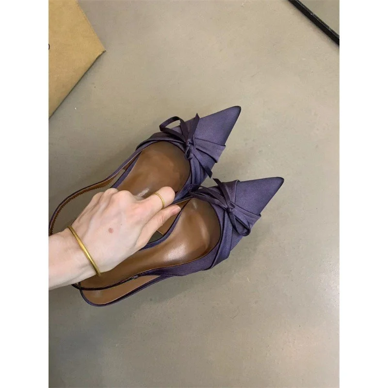 Breakj Breakj High-Heeled Women's Shoes 2025 Spring And Autumn New French Temperament Elegant Bow Tip Light-Mouthed Fine Sandals
