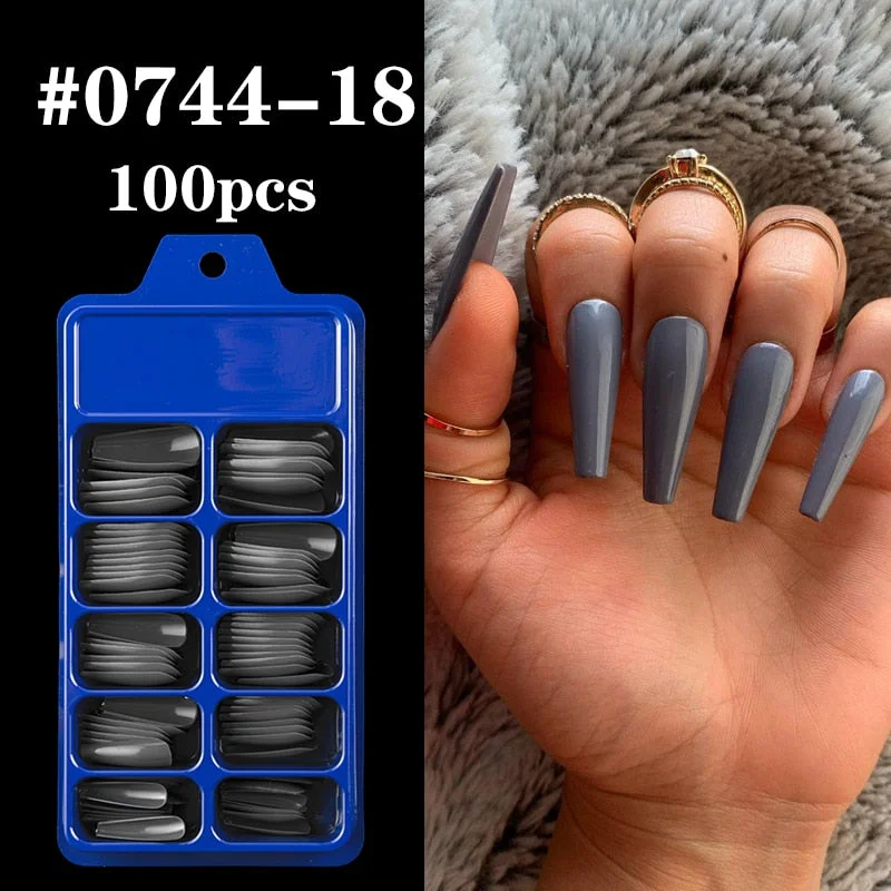 Lamemoria 100/500pcs/opp/box Fake Nails Coffin Nail Tips Press on Nails Natural Clear Long Ballerina DIY False Nail Full Cover-Nail Inspo