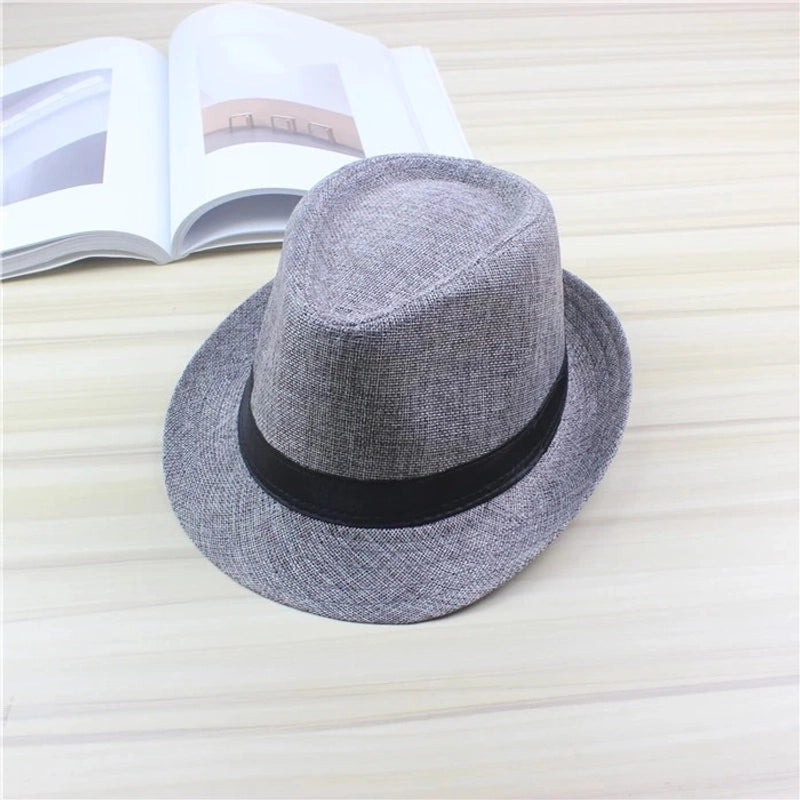 Korean-style Men’s And Women’s Jazz Hat Sunscreen Sun Hat Imitation Linen Breathable Fashion Beach Hat British Retro Small Topper Hat