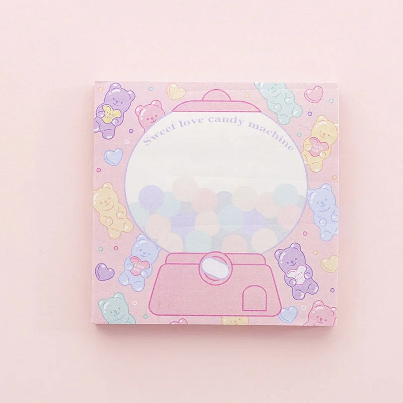 1 PCS Adhesive Cute Kawaii INS Pink Girl Sweetheart Candy Sticky Notes Notepad Memo Pad Office School Supply Stationery Notebook