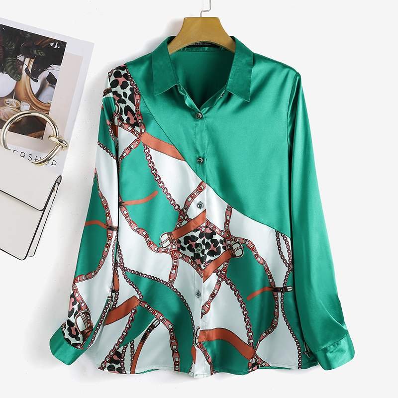 ZANZEA Women OL Satin Shirt Fashion Floral Printed Long Sleeve Blouse Autumn Lapel Neck Blusas Vintage Party Tops Chemise Mujer