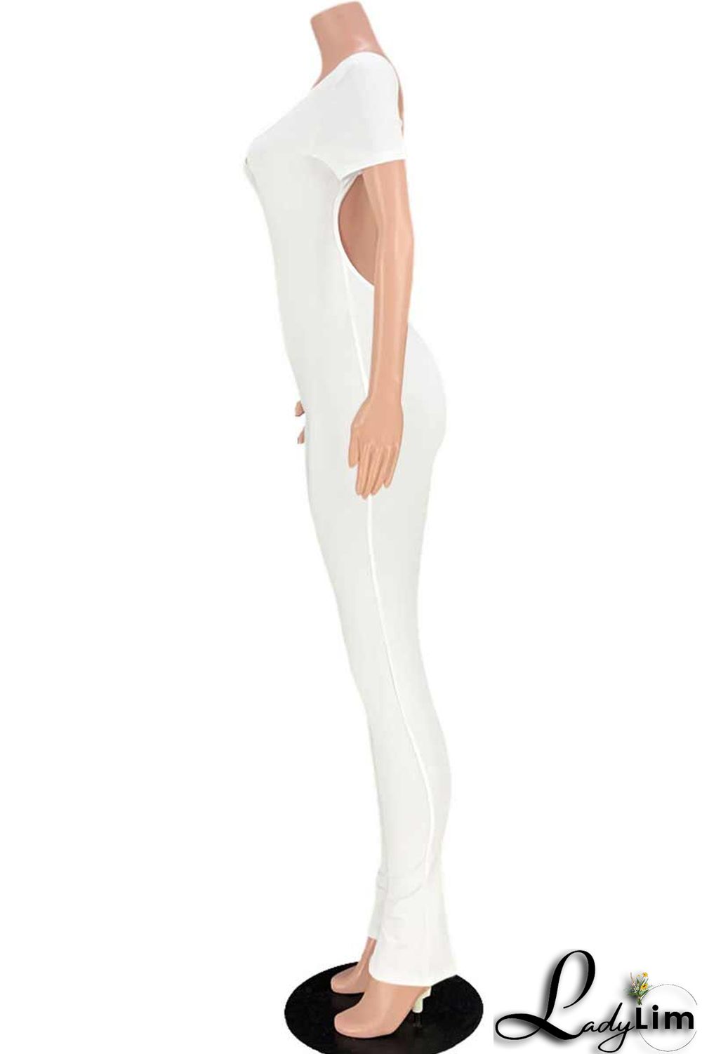 Green Sexy Solid Patchwork Backless U Neck Skinny Jumpsuits