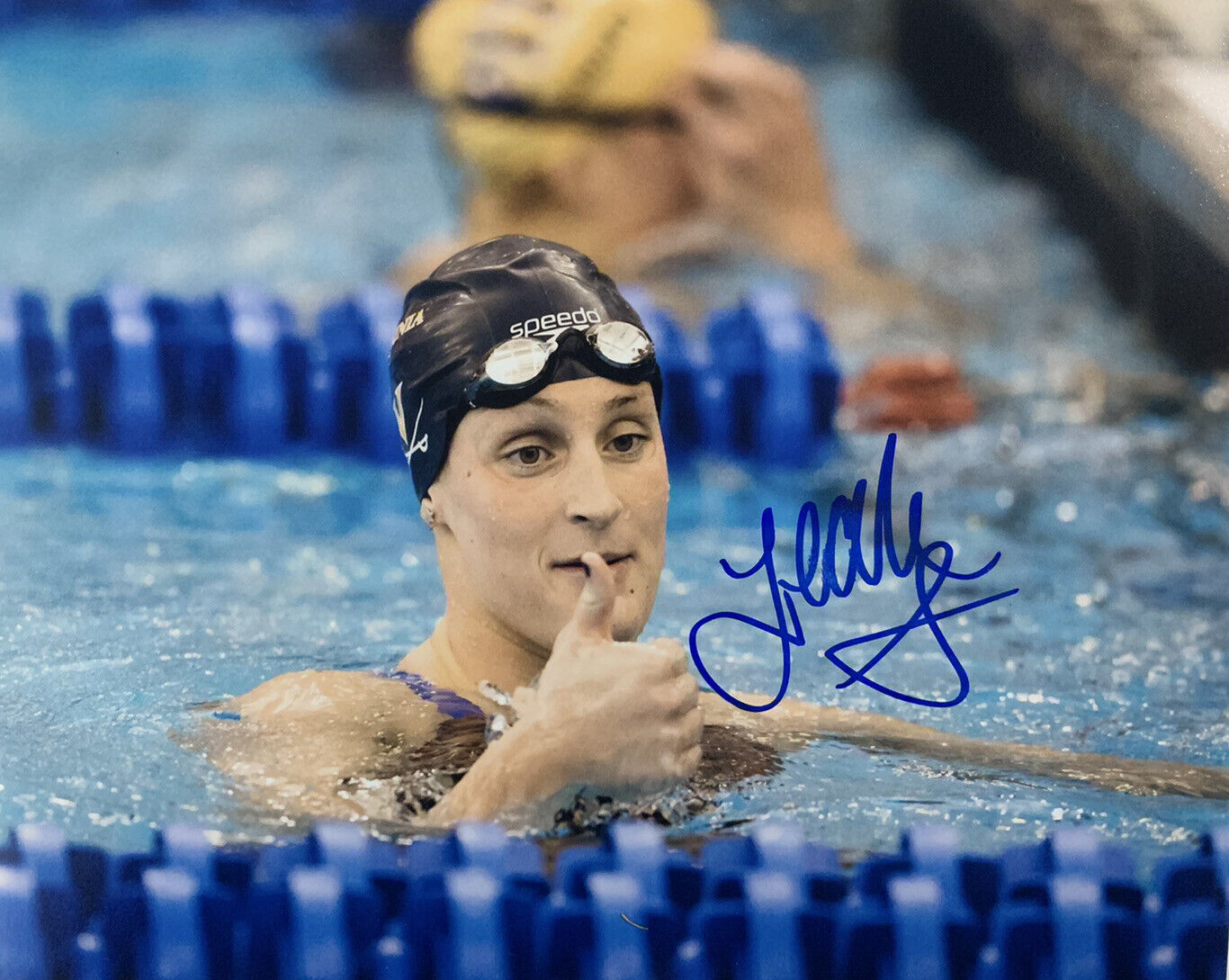 LEAH SMITH HAND SIGNED 8x10 Photo Poster painting SWIMMING 2016 OLYMPICS AUTHENTIC RARE AUTO