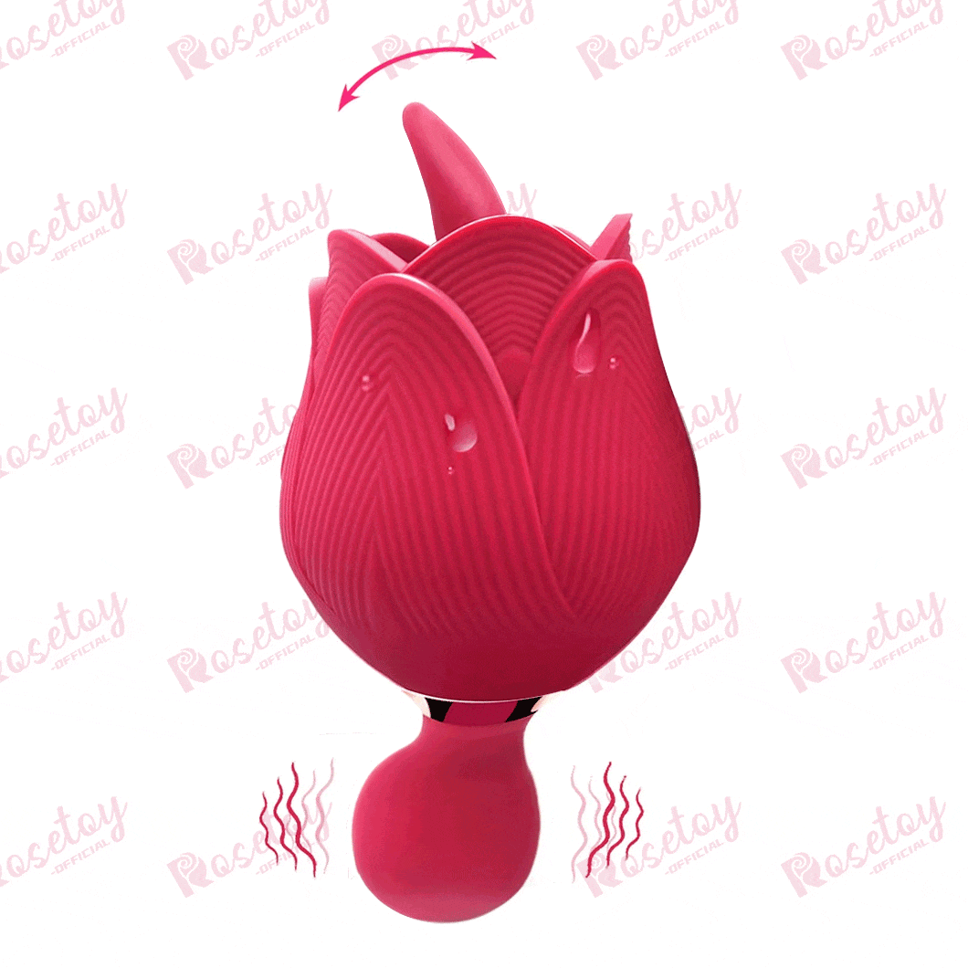 Tongue Licking Vibrating Egg 2 In 1 Rose Vibrator - Rose Toy