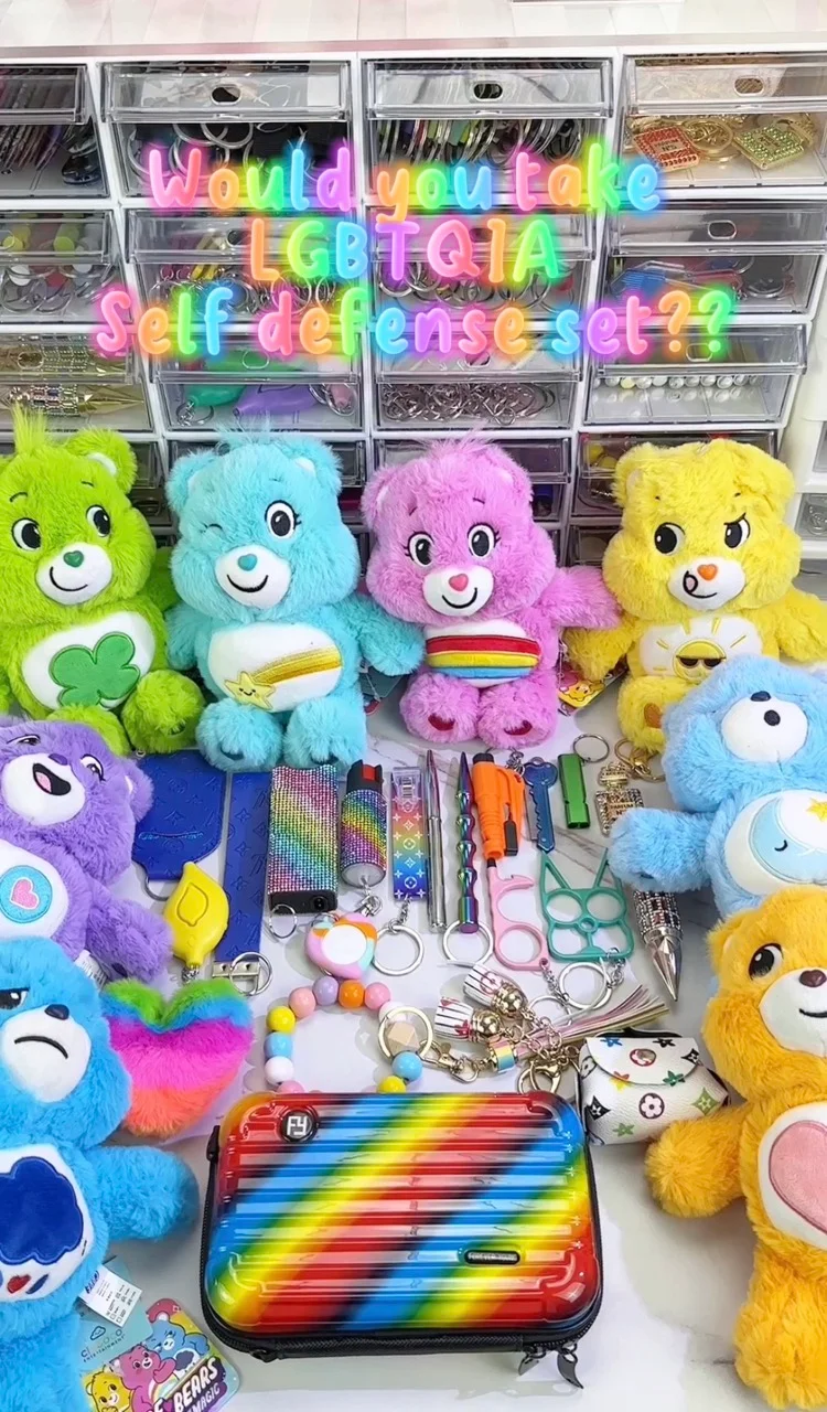 CAREBEAR (LGBTQ) Self Defense Keychain with LIMITED FREEBIE CAREBEAR Figure & Keychain (MUST BUY)