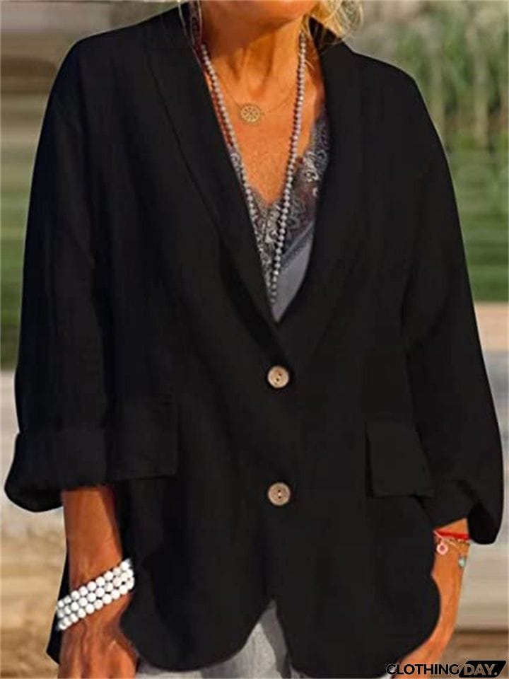 Women's Solid Lapel Wear-resistant Thin Suit Coats