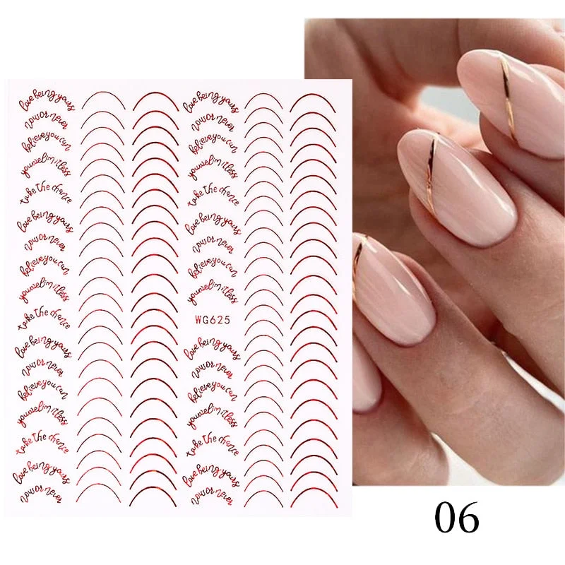 Geometric Lines Flowers Leaves 3D Nail Sticker Figure Woman Face Pattern Special Self Adhesive Nail Art Decals Manicures Sliders-Nail Inspo