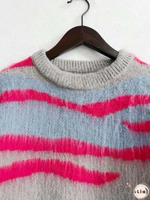 Color Block Round Neck Sweater
