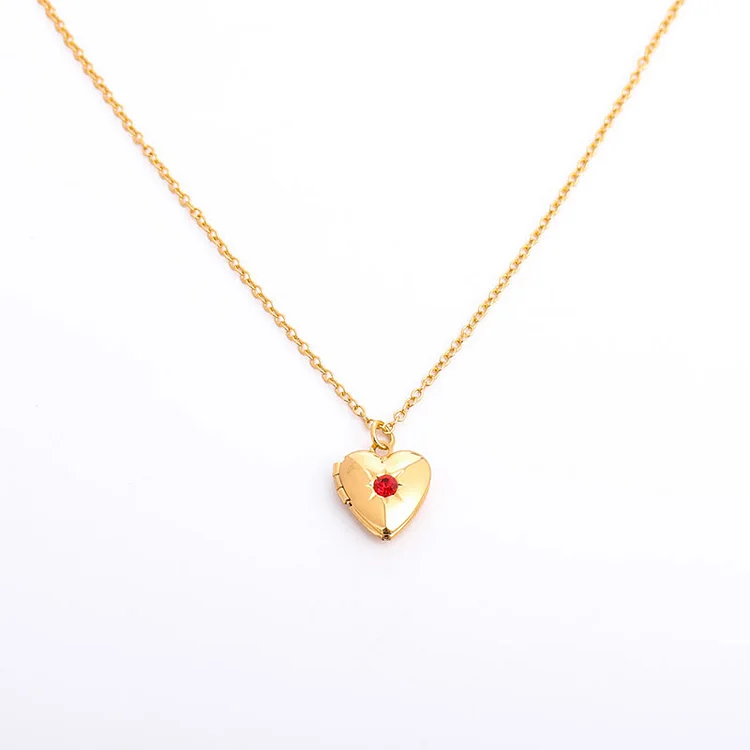 Olivenorma "Shine in My Heart"-Birthstone Heart Album Necklace