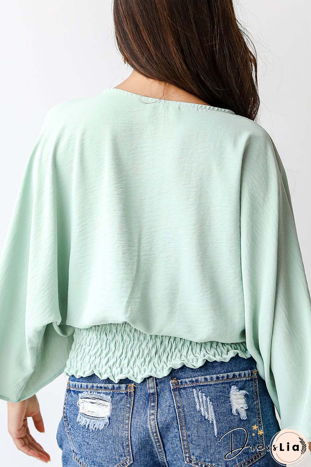 Casual Solid Patchwork V Neck Tops(3 colors)