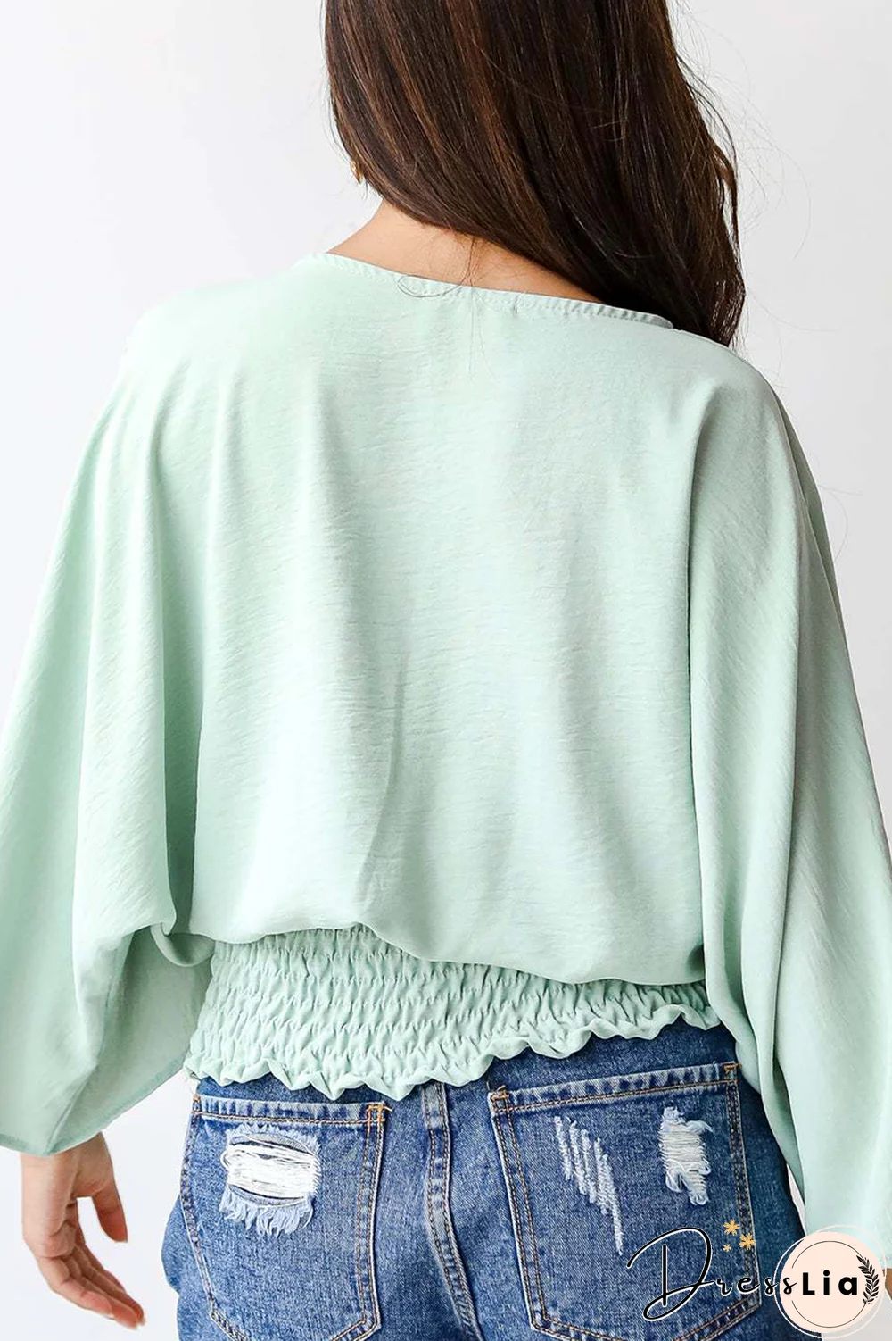 Casual Solid Patchwork V Neck Tops(3 colors)