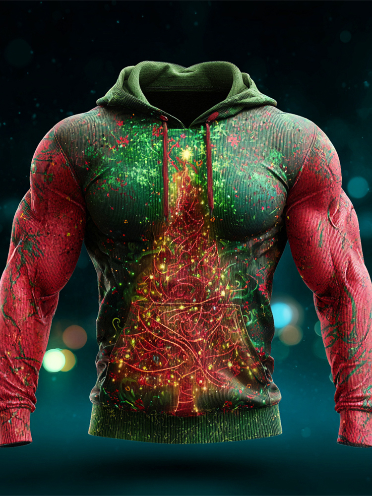 Vintage Glowing Christmas Tree Men's Hoodie elevenforest