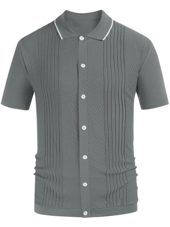 Men's Polo Shirt Knit Polo Sweater Golf Shirt Turndown Summer Short Sleeve Blue Gray Plain Street Casual Clothing Apparel Knitted