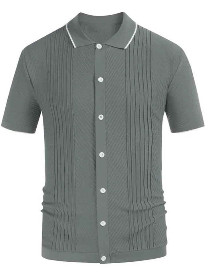 Men's Polo Shirt Knit Polo Sweater Golf Shirt Turndown Summer Short Sleeve Blue Gray Plain Street Casual Clothing Apparel Knitted-Cosfine
