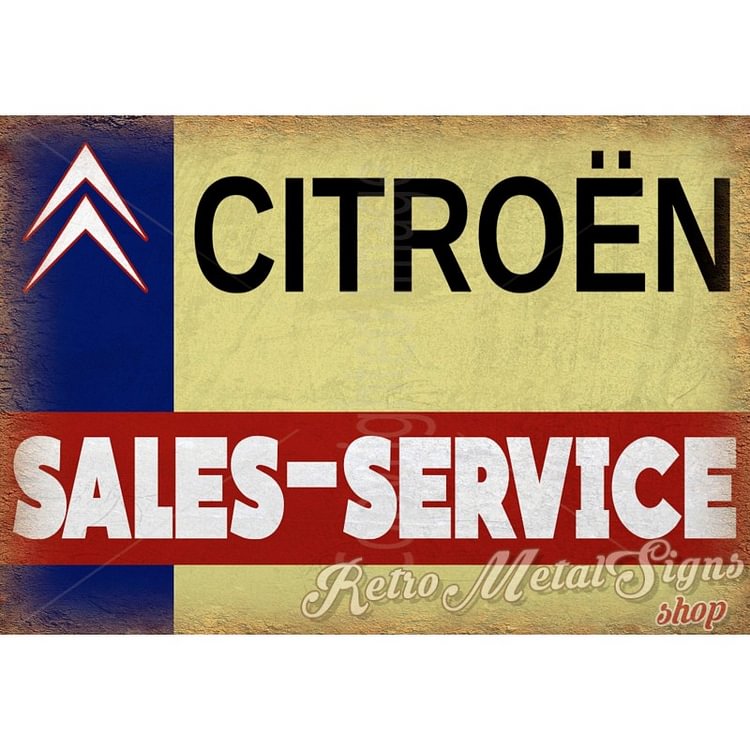 Service de vente Citroën - Enseigne Vintage Métallique/enseignes en bois - 20*30cm/30*40cm