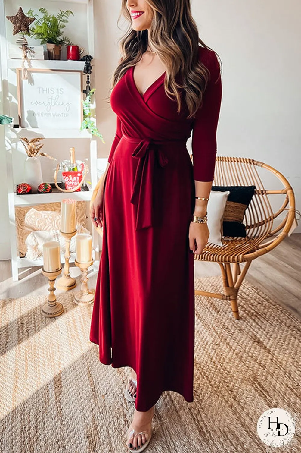 Solid Wrap Maxi Dress
