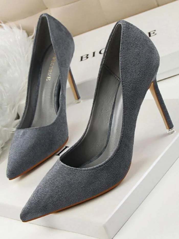 Fashion simple stiletto high-heeled shallow pointy suede sexy shoes