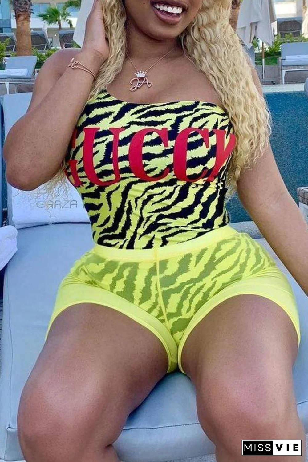 Letters Printed Two-Piece Swimsuit