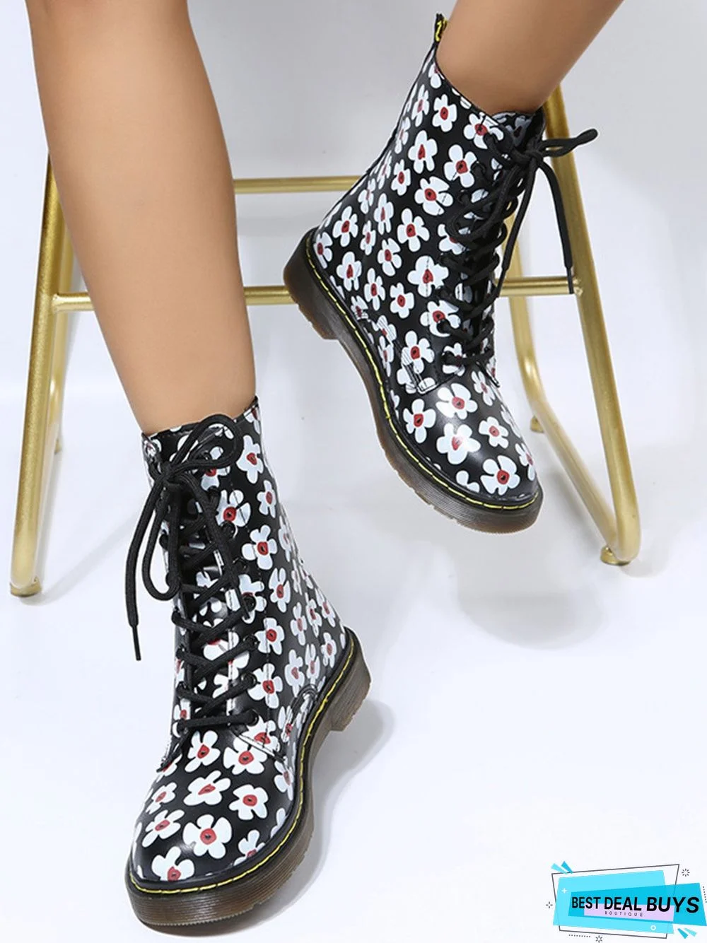 Womens's Plus Size Cat Printing Martin Boots