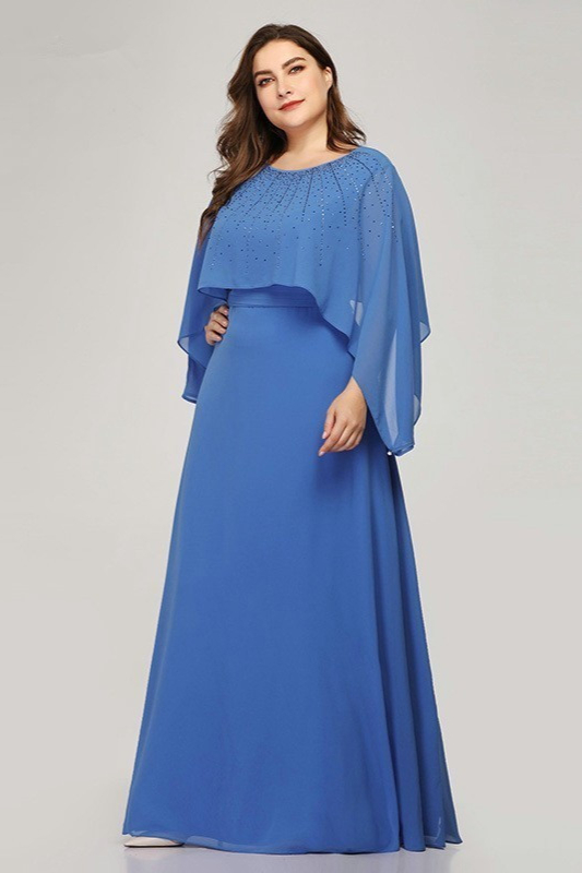 Glamorous Blue Plus Size Prom Dress Long Online With Crystal