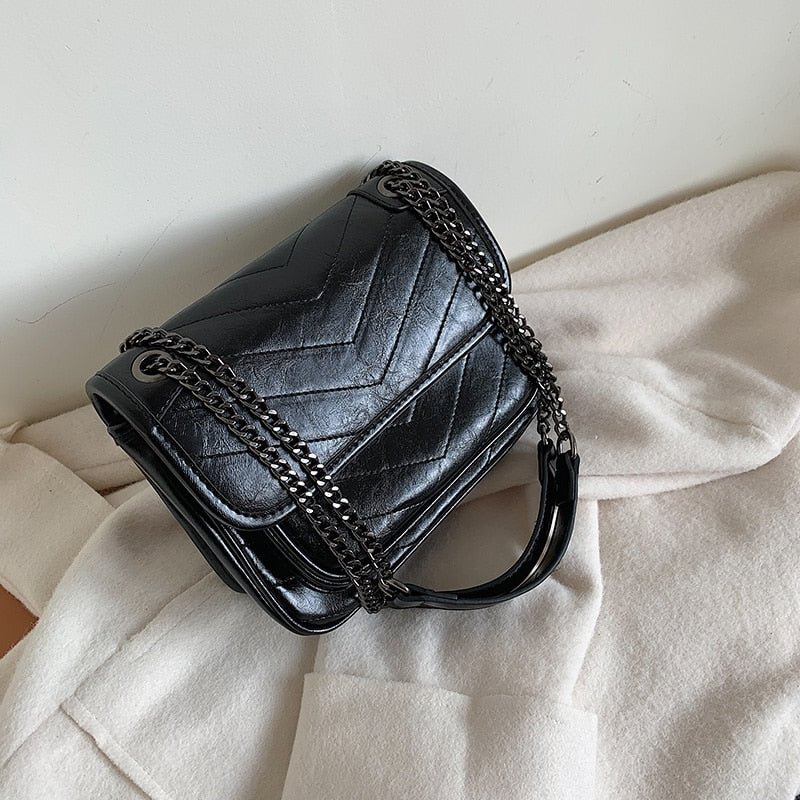 Vintage Fashion Female Square Bag 2021 New High Quality Oil Leather Women's Designer Handbag Chain Shoulder Messenger Bag Purses