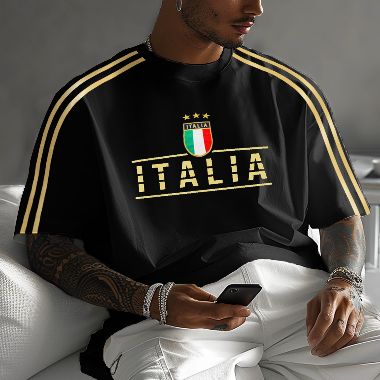 Unisex Vintage Italian Football Sports Y2K Oversized Retro T-shirt