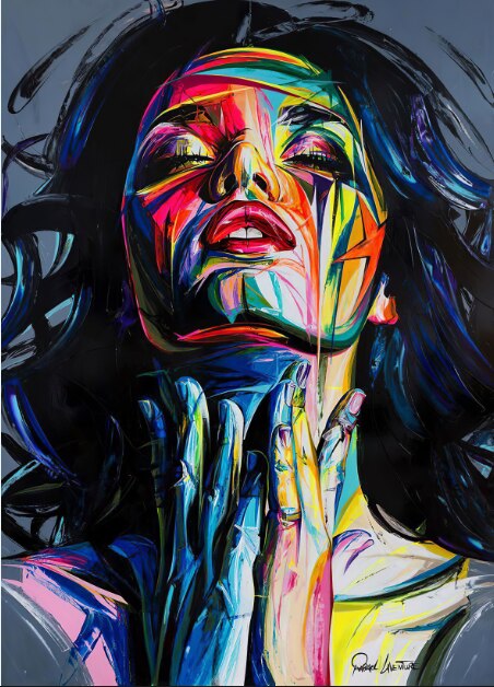 Cotton Tshirt Abstract Graffiti Female Posters And Printed Canvases, Modern Artists, Home Walls, Bars, Entertainment Venues, Decorative Murals t -shirt Tee