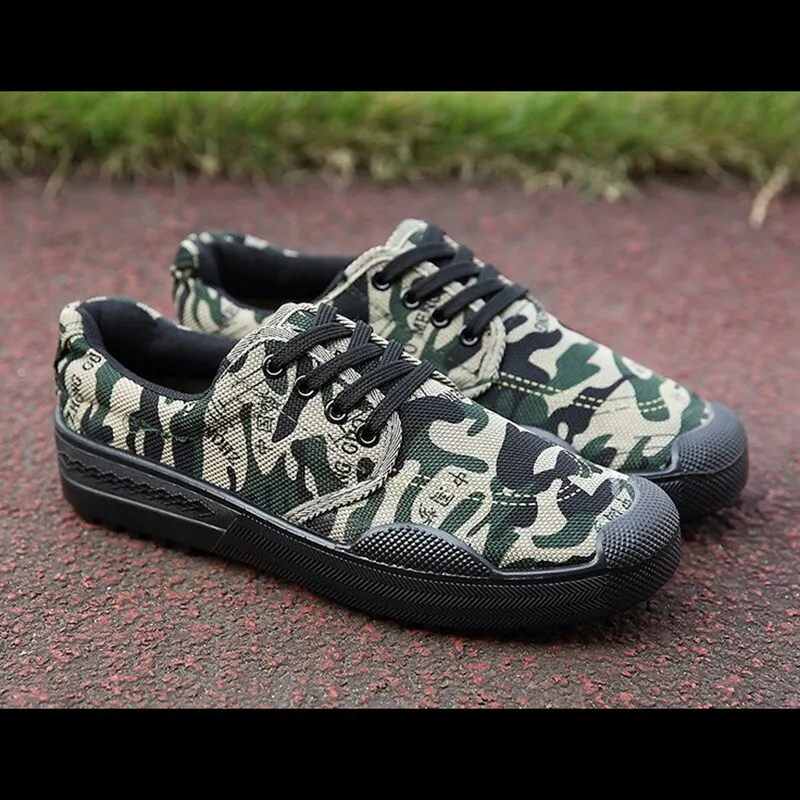 Men Sneakers Work Flat Shoes Canvas Shoes Casual Camouflage Labor Shoes Wear-Resistant Men's Vulcanized Breathable Farm 2021