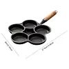 5 Round Holes Egg Frying Pan Cast Iron Omelet Pan for Gas Stove Induction Cooker