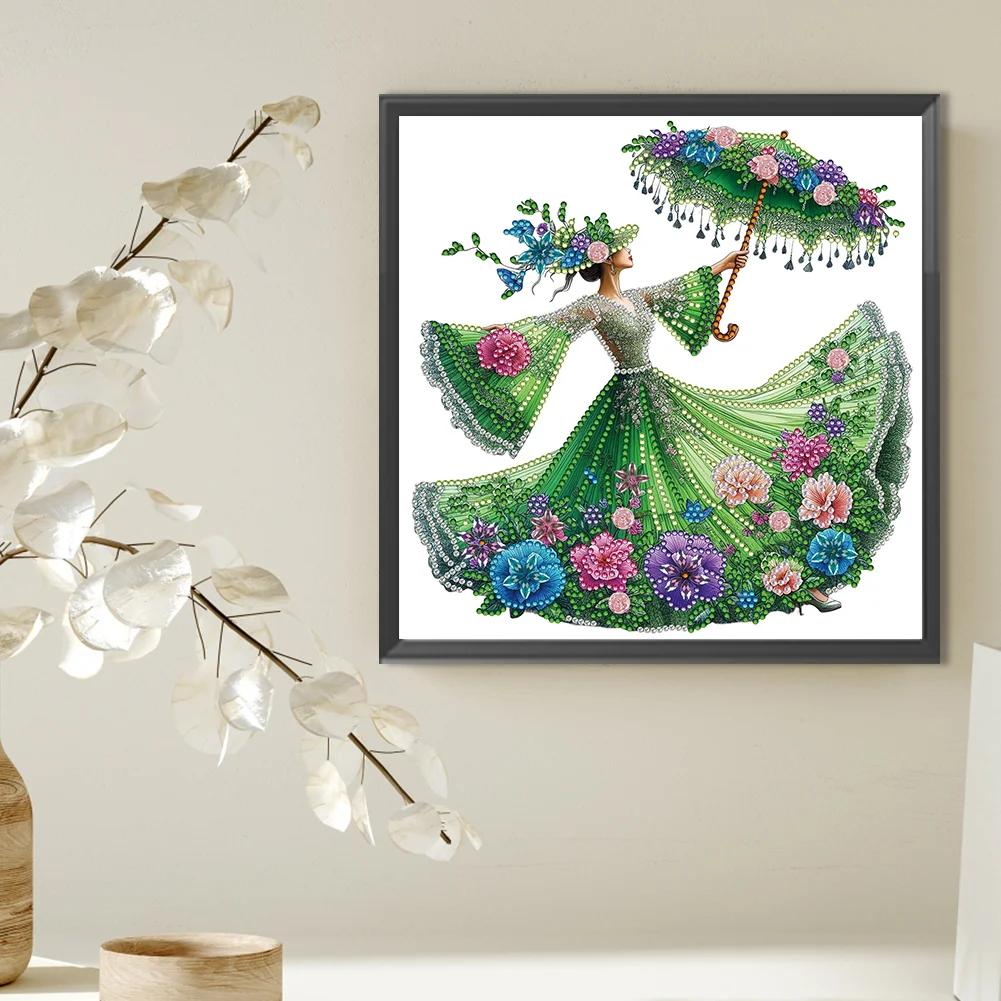 Diamond Painting - Partial Special Shaped Drill - Elegant Lady(Canvas|30*30cm)