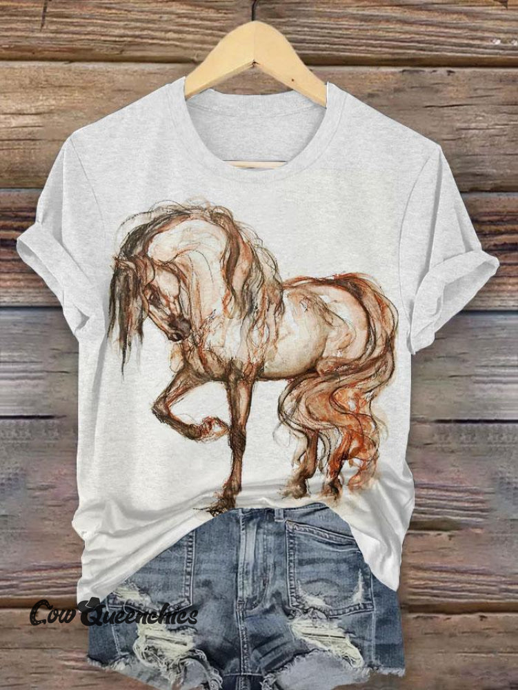Vintage Horse Print T-Shirt Multicolor / S