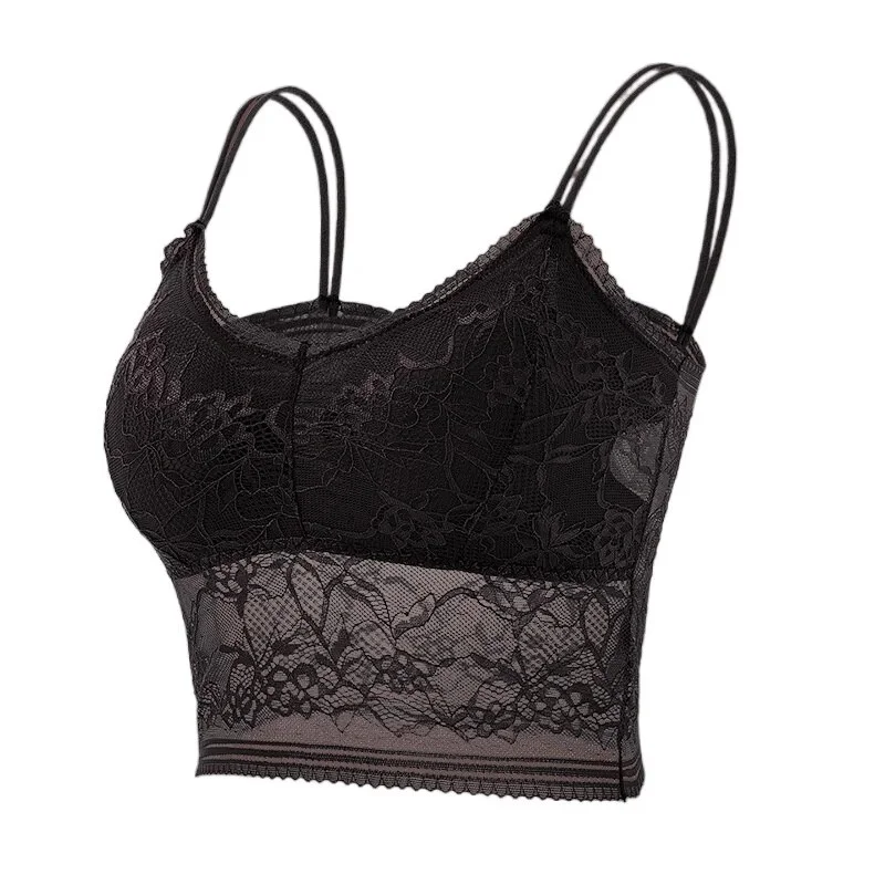 Billionm Women Lace Tank Top Sexy Hollow Out Camisole Padded Crop Tops Soft Comfortable Bralette Underwear Lady Vest Lingerie M-XXL