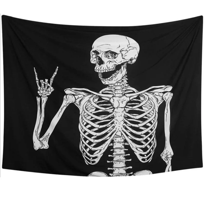   Cool Hand Gesture Skull Skeleton Halloween Series Tapestry Home Decoration - Neojana