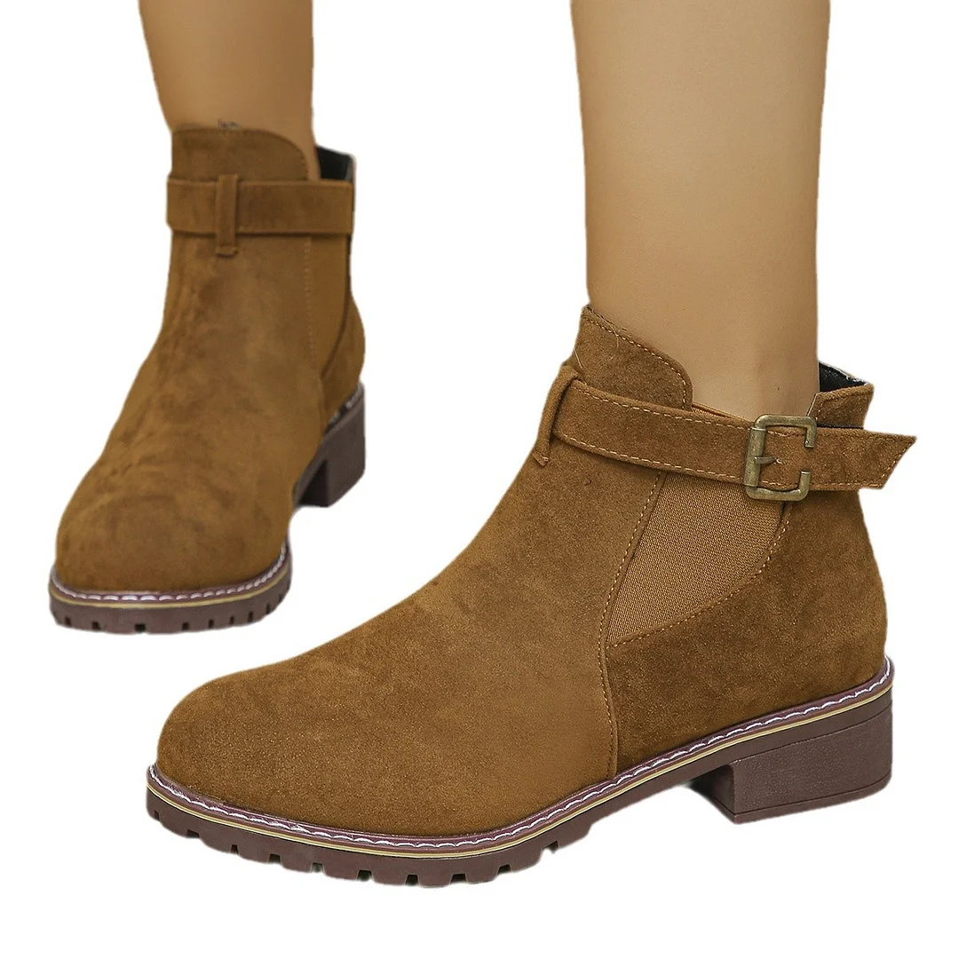 Yyvonne Lady Martin Boots 2025 Autumn And Winter New Rough And Velvet Noodles Loose Tight Martin Boots