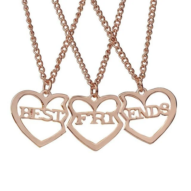 Buzzdaisy 3 Best Friends Broken Heart Pendant Necklace
