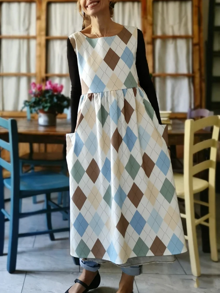 Plaid Print Apron