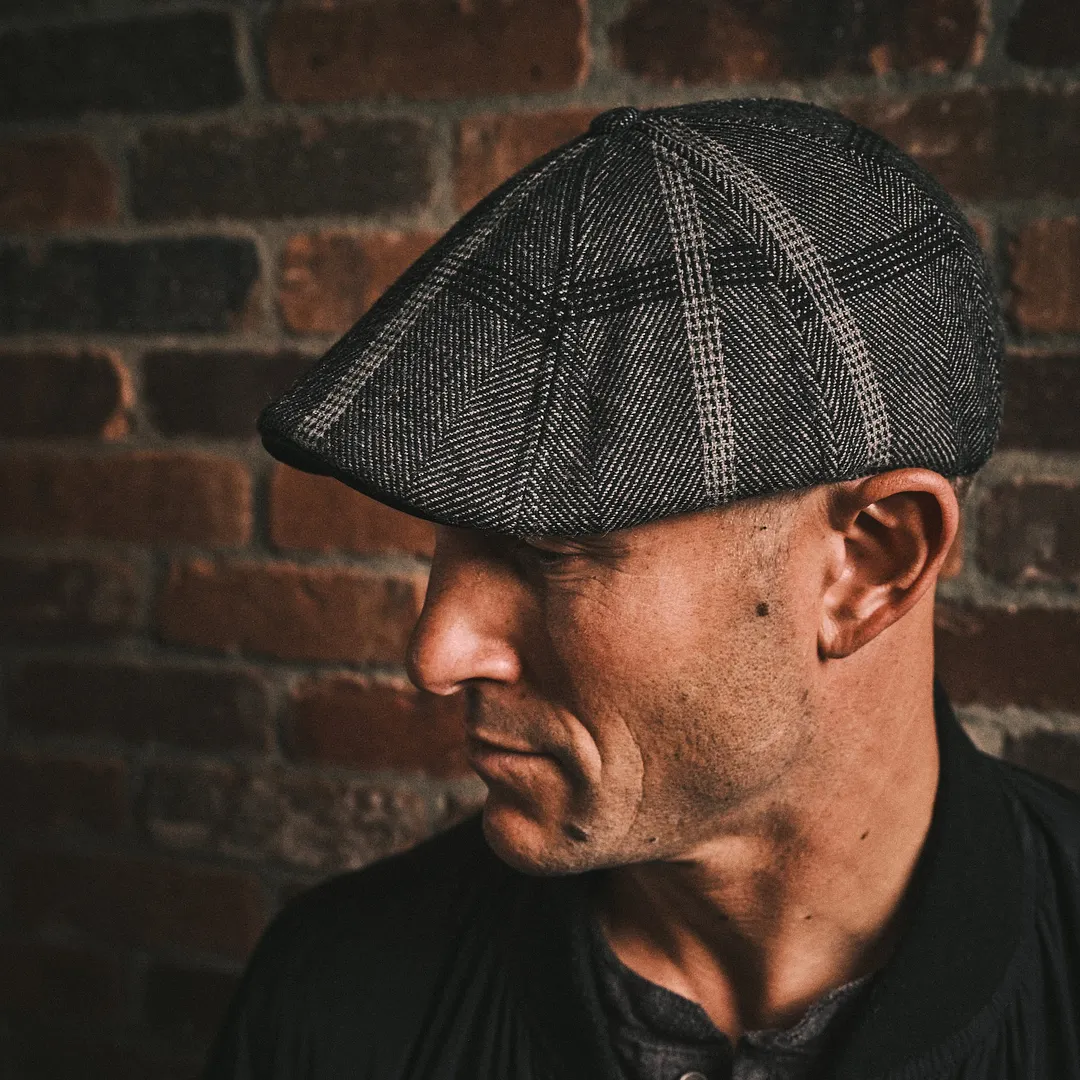 Hatsfashion-The Black Rose Peaky   Cap - Black & Grey Plaid