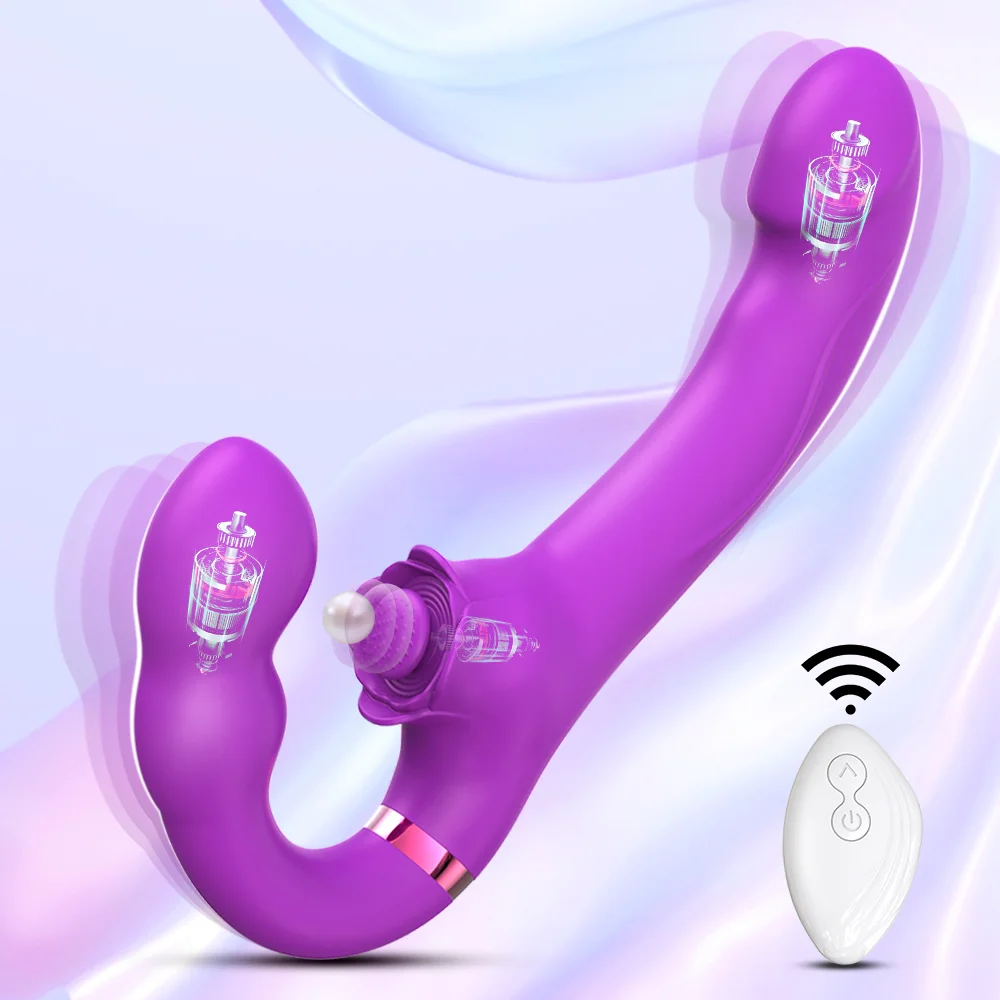 purple 3-in-1 clit sucker vibrating anal sex toy double stimulation rose toy