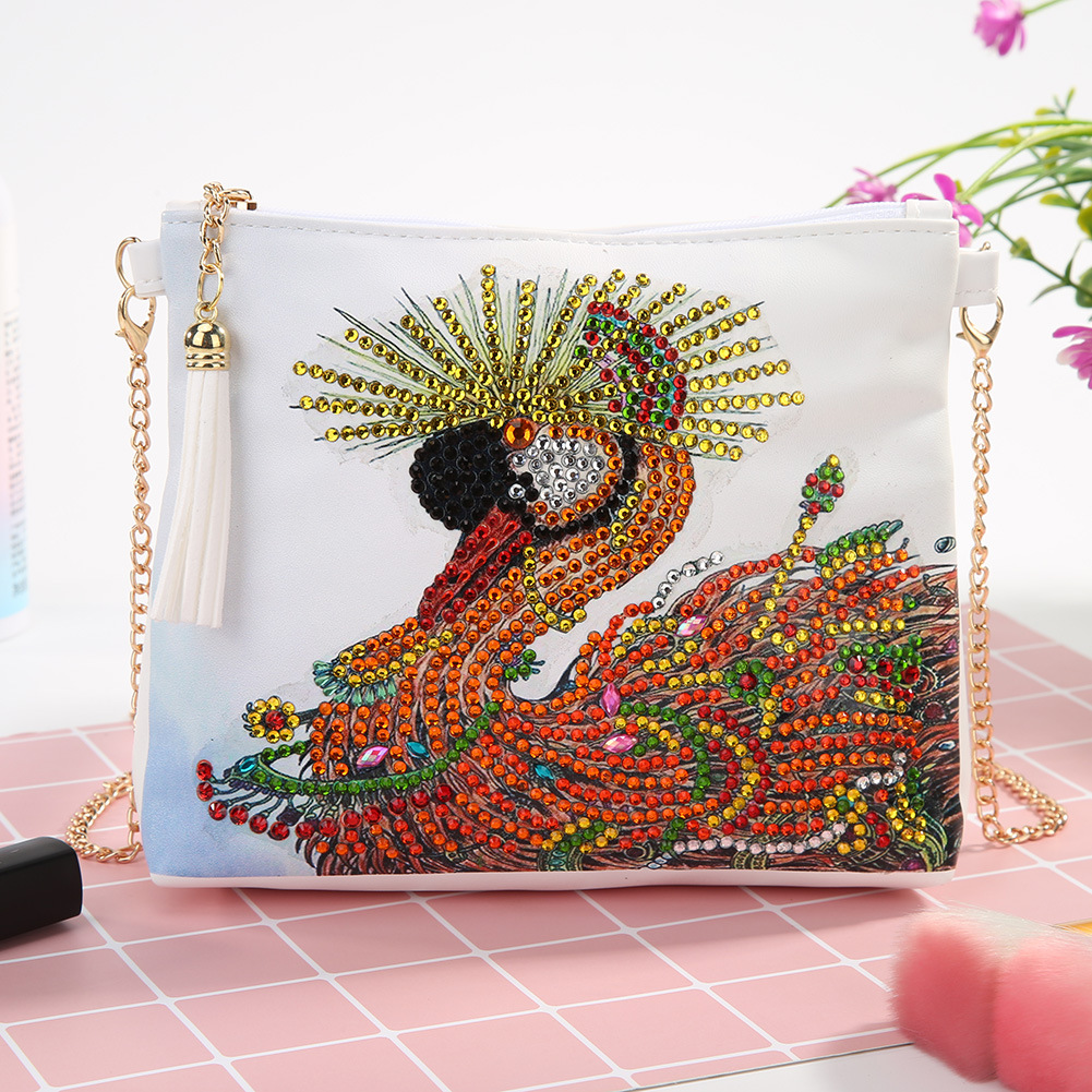 Cross mirror Amazon hot selling DIY diamond painting handbag women's backpack makeup bag 5D irregular diamond swan style