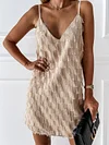 Tasseled Spaghetti-Neck Mini Dress