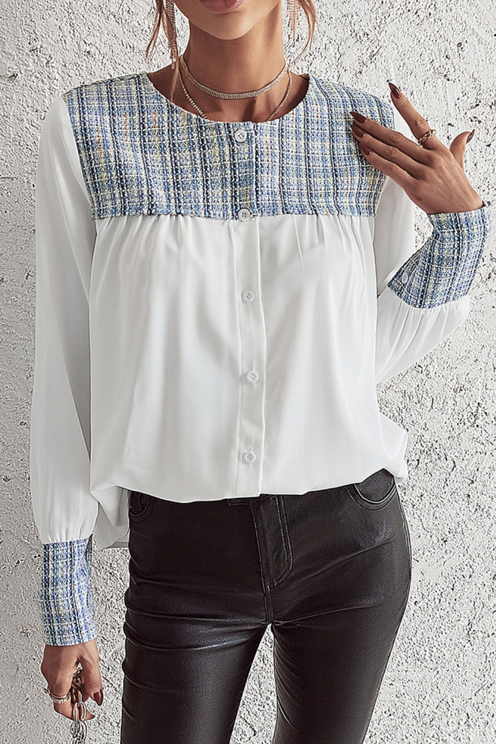 Long Sleeve Versatile Top for Women's Paneled Shirt