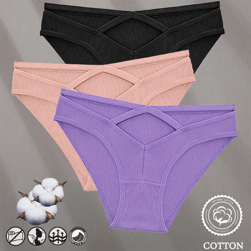 Billionm Women Sexy Cotton Underwear V-Waist Hollow Out Panties Briefs Solid Color Intimates Lingerie Female Comfortable Panty