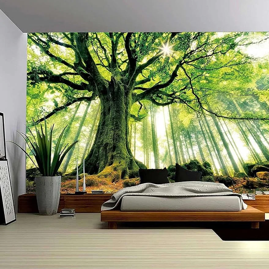Qucover Tapestry for Bedroom Living Room Nature Forest Tree Tapestry Tapestries Wall HangingsDecor Decoration Poster