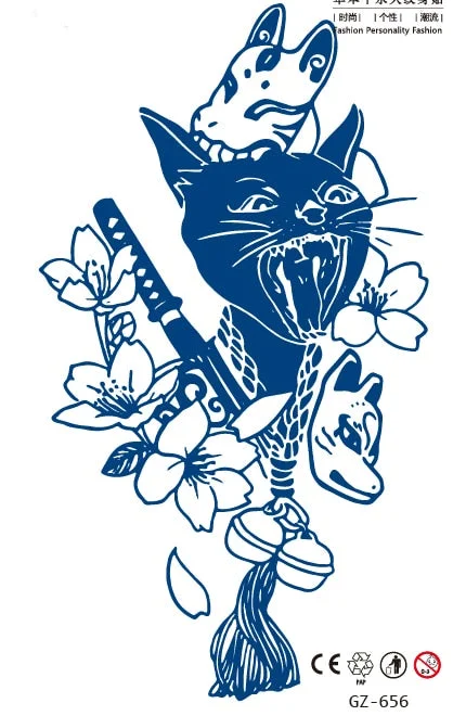 Temporary Waterproof Tattoo Stickers Ancient Chinese God of War Totem Thinker Juice Ink Men Women Girl Chest Arm Body Fake Tatoo