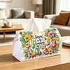 (24cm)Diamond Art Tissue Box DIY PU Napkin Cover for Home Decoration(summer drinks)